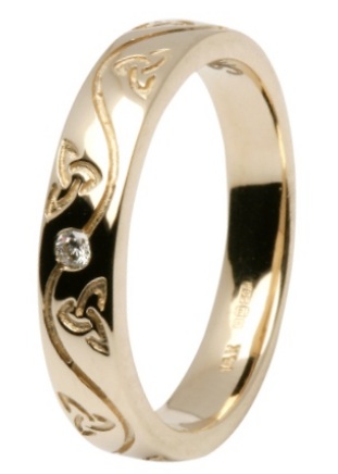 Celtic Yellow Gold Diamond Wedding Ring 14IC53