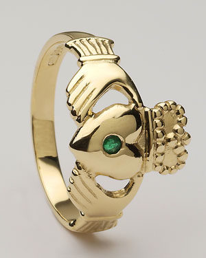 Gents Emerald Claddagh Ring Medium CLAD5ME