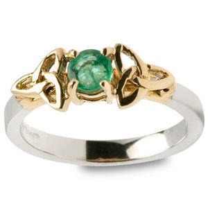 Emerald Trinity Engagement Ring - Yellow Band with White Trinity ENG4
