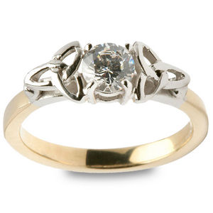 Diamond Trinity Engagement Ring - Yellow Band with White Trinity ENG6