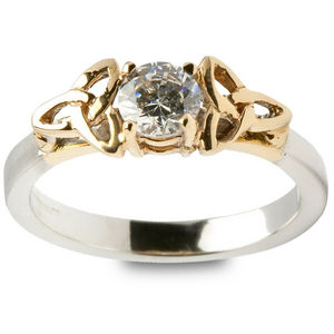 Diamond Trinity Engagement Ring - White Band with Yellow Trinity ENG8