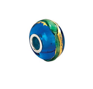 Kera Gold and Aqua Murano Glass Bead 24387