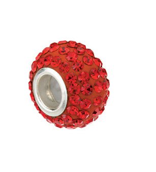 Kera Roundel Bead with Pave Red Crystals 24851