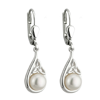 Half Pearl Trinity Knot Earrings S33281