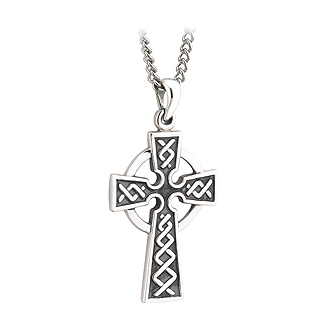 Sterling Silver Embossed Cross on Silver Chain S44761