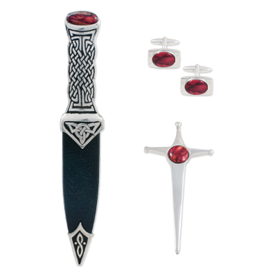 Heathergem Gift Set Sgian Dubh Cufflinks Kilt Pin SK98H