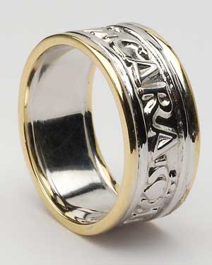 Mens Mo Anam Cara White Gold with Yellow Trim WED188