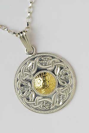 Large Warrior Shield Pendant with 18K Bead WP2B