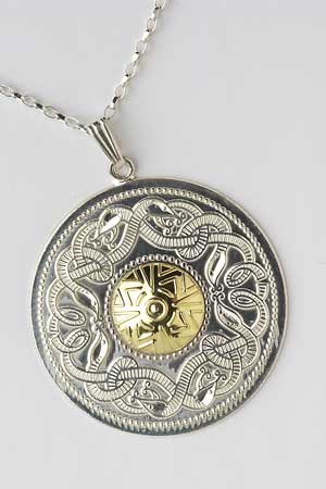 Extra Large Warrior Shield Pendant with 18K Bead WP5B