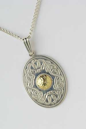 Oval Warrior Pendant with 18K Bead WP7B