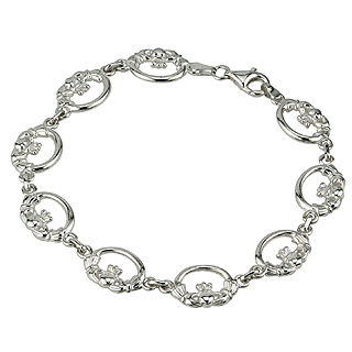Silver Claddagh Link Bracelet S5372
