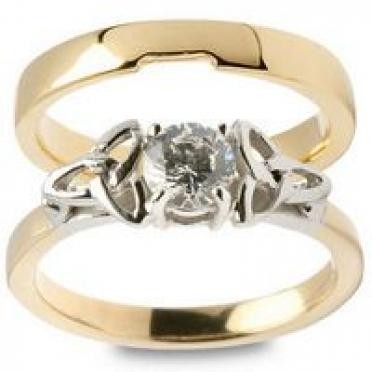 Diamond Trinity Engagement Ring - Yellow Band with White Trinity ENG6