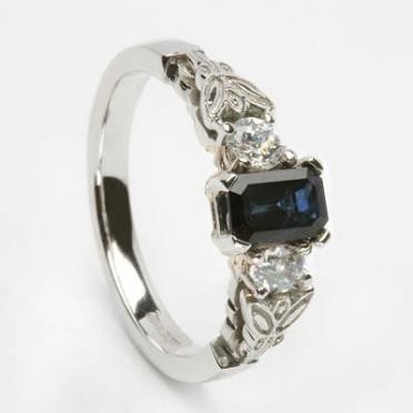 White Gold with Blue Sapphire Diamond Ring