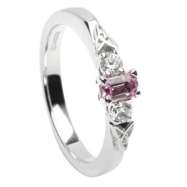 White Gold with Pink Sapphire Diamond Ring
