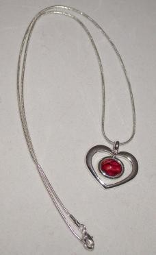 Silver Heart Pendant with Heathergem HP21