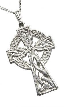 Extra Large 2 Sided Celtic Cross Pendant Silver C64