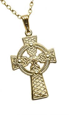 Large 2 Sided Celtic Cross Pendant Gold C67