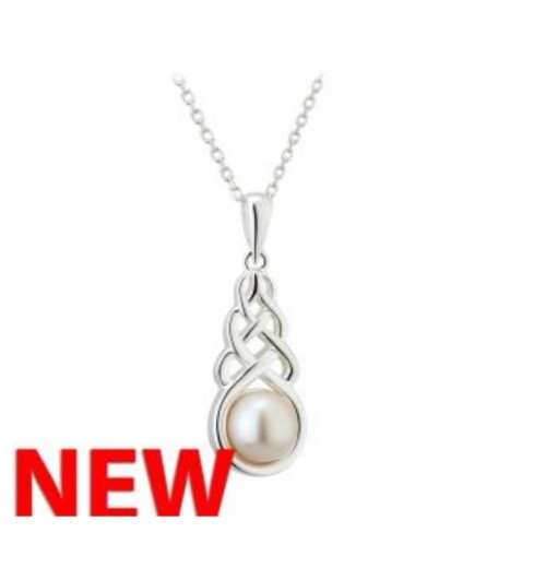 Silver Pearl Celtic Knot Pendant S46364