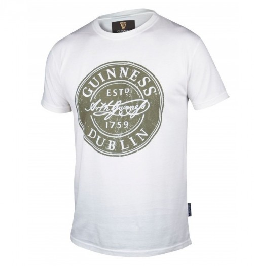 Guinness White Distressed Label T-Shirt G6070