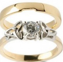 Diamond Trinity Engagement Ring - Yellow Band with White Trinity ENG6