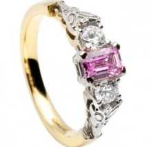 Yellow Gold with Pink Sapphire Diamond Ring