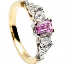 Yellow Gold with Pink Sapphire Diamond Ring