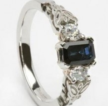 White Gold with Blue Sapphire Diamond Ring