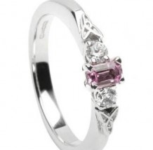 White Gold with Pink Sapphire Diamond Ring