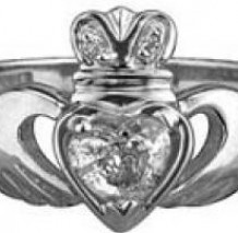 18k White Gold Diamond Claddagh Ring