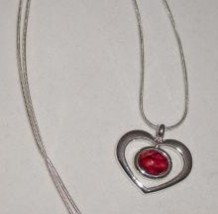 Silver Heart Pendant with Heathergem HP21