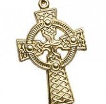 Large 2 Sided Celtic Cross Pendant Gold C67