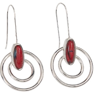 Open Circle Silver Plated Drop Earrings with Heathergems HE55