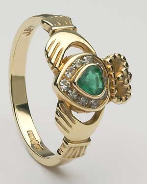 Ladies Diamond Claddagh Emerald Heart CLAD30DE