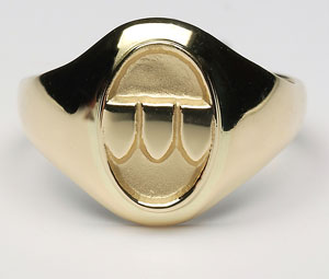 Warrior Shield Ring Silver with Yellow Gold Plated Trims Sz 7
