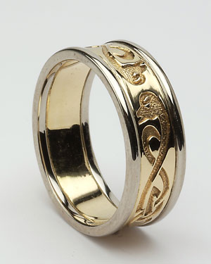 Celtic Warrior Shield Ring with 18K Gold Bead WR2B