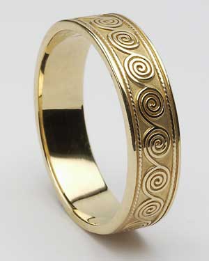 Mens Extra Wide Celtic Warrior Shield Band with Trims WED38