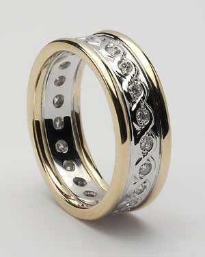 Ladies Celtic Continuity Diamond Set Band with trim Wed77