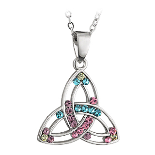 Rhodium Plated Stone Set Trinity Pendant S44586